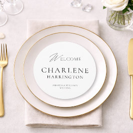 Modern Black & White Round Wedding Sign & Menu