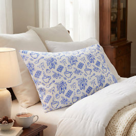 Modern Blue Toile Cacao and Chocolate Pattern