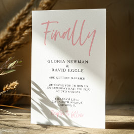 Modern Blush Pink Finalmente Convite De Casamento