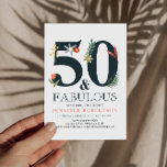 Modern Boho 50 e Fabuloso Convite de Aniversário<br><div class="desc">Estes 50 e Fabulosos convites são ideais para a sua próxima 50ª celebração elegante de festa de aniversário! Os convites apresentam um design simples e minimalista com flores brilhantes, com espaço para você adicionar todos os detalhes de sua cinquenta e fabulosa festa. Na parte de trás do convite, você encontrará...</div>