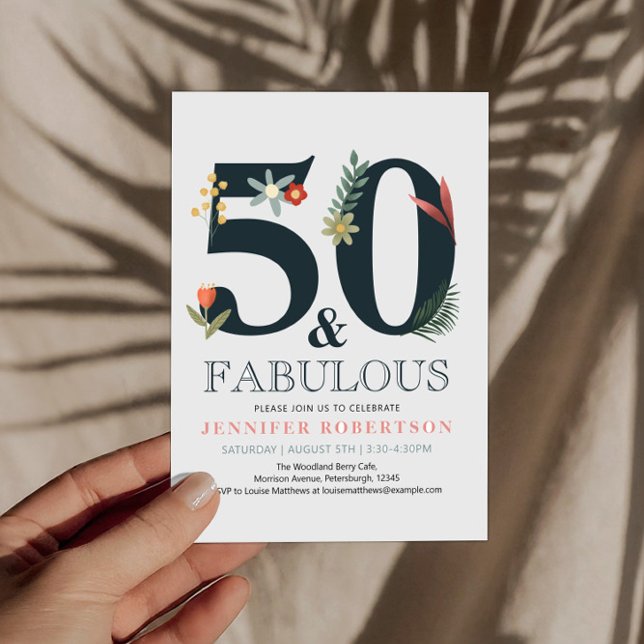 Modern Boho 50 e Fabuloso Convite de Aniversário (Criador carregado)