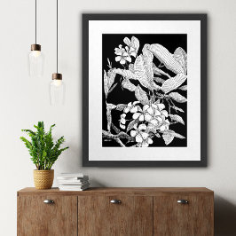 Modern Boho Floral Ink Sketch Wall Art Impressão