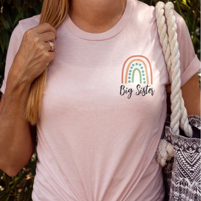 Modern Boho Rainbow Big Sister T-Shirt (Criador carregado)
