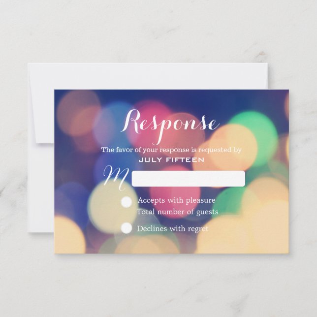 Modern Bokeh Lights Wedding RSVP (Frente)