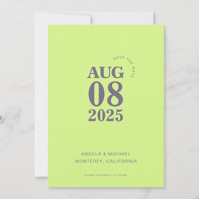 Modern Bold Salve A Data Convite De Casamento (Frente)