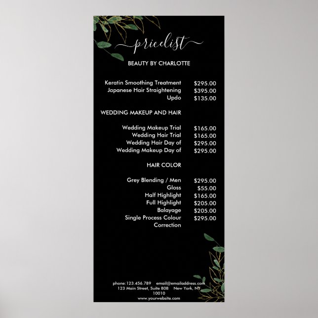 Modern Botanik Pricelist Poster (Frente)