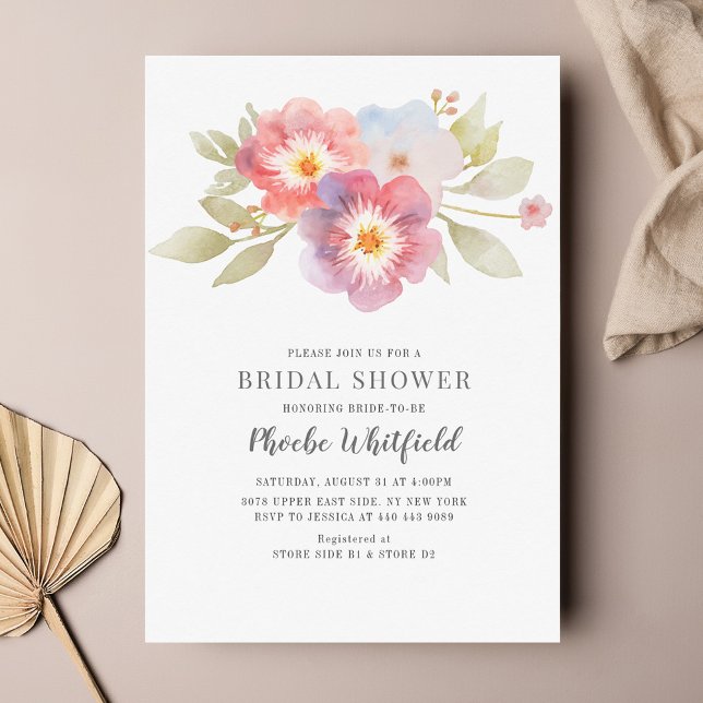 Modern Bridal Shower Watercolor Floral Budget (Criador carregado)
