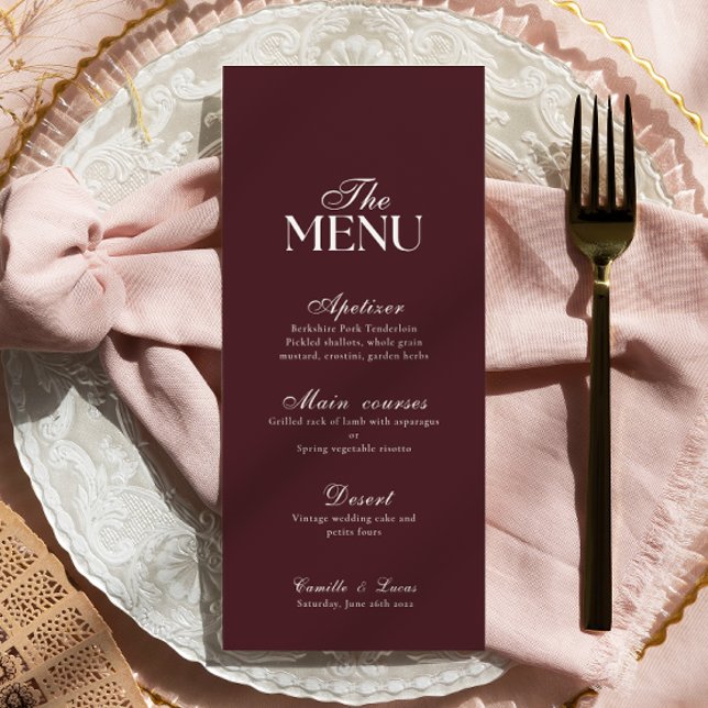 Modern Burgundy Wedding Menu (Criador carregado)