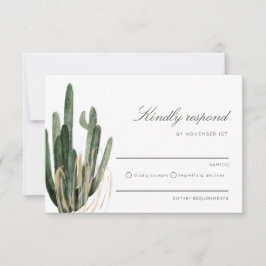 Modern Cactus Wedding Kindly Responder cartão RSVP