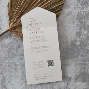 Modern Chic Boho Cream Apenas Ama Casamento de Cód