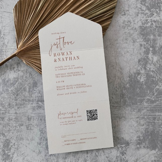 Modern Chic Boho Cream Apenas Ama Casamento de Cód (Criador carregado)