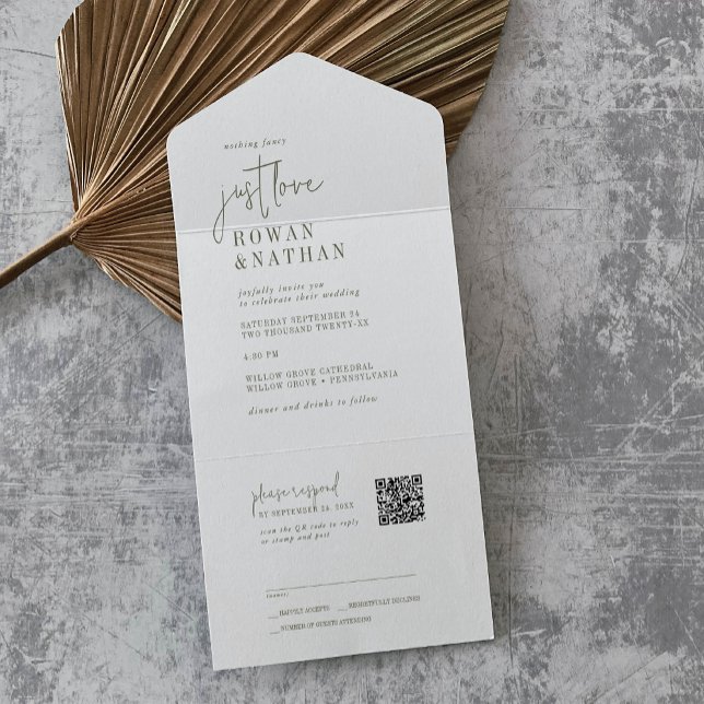 Modern Chic Green White Adora Casamento de Código  (Criador carregado)