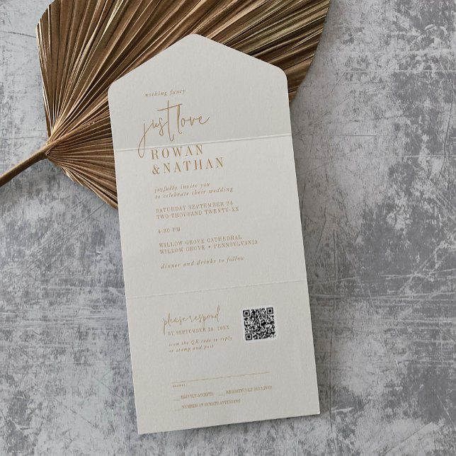 Modern Chic Vintage Dourado Apenas Ame Casamento c (Criador carregado)