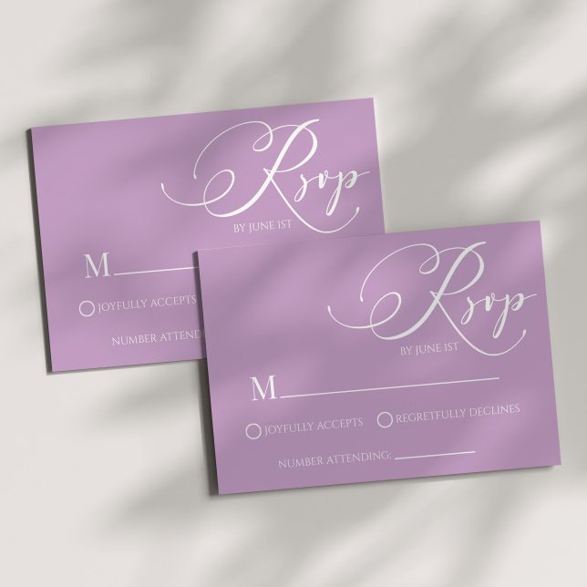 Modern Classic Lilac Lavender Wedding RSVP Card (Criador carregado)