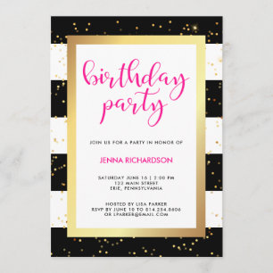 Modern Confetti   Convite de aniversário