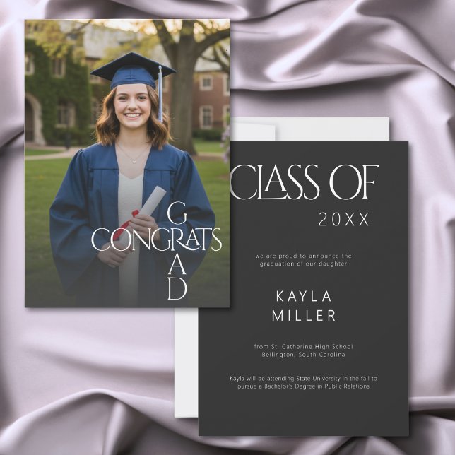 Modern Congrats Grad Graduation Photo Announcement (Criador carregado)