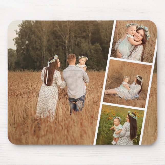 Modern Custom 4 Photo Collage Mousepad (Frente)