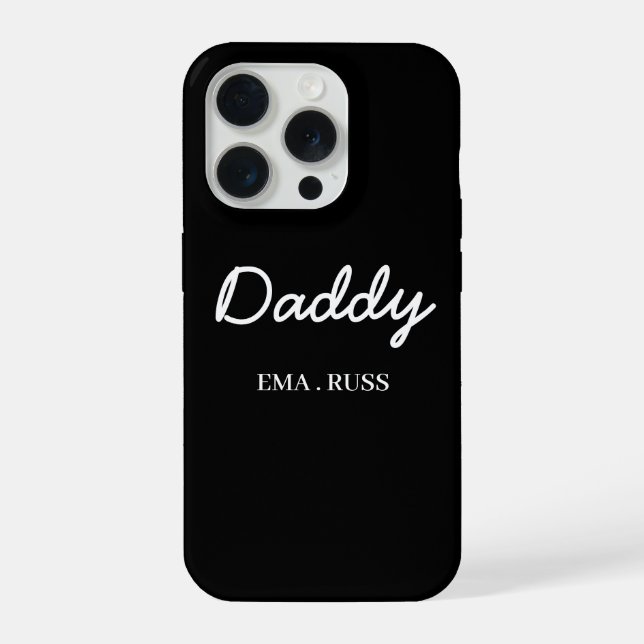 Modern Dad Kids Names Father's Day Script Black (Verso)