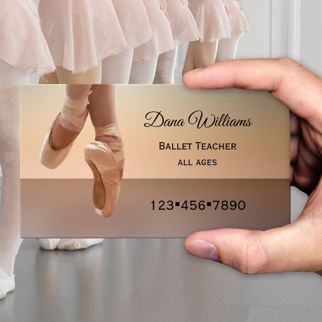 Modern Dance Ballerina Cartão de visita (Elegant business card for a choreographer or ballet teacher, dance school or studio - ballet shoes)