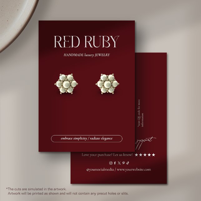 Modern Dark Red Earring Display Card (Criador carregado)