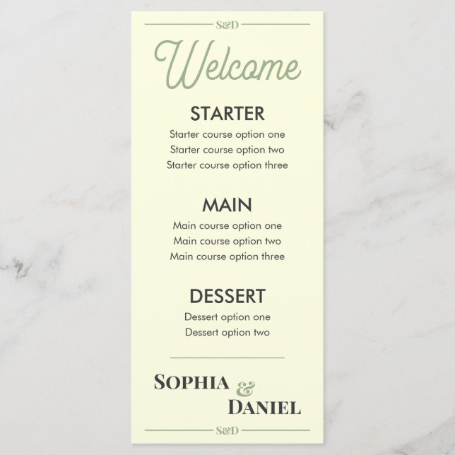 Modern Editable Wedding Menu (Frente)