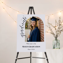Modern Editorial Script Graduation Welcome Sign