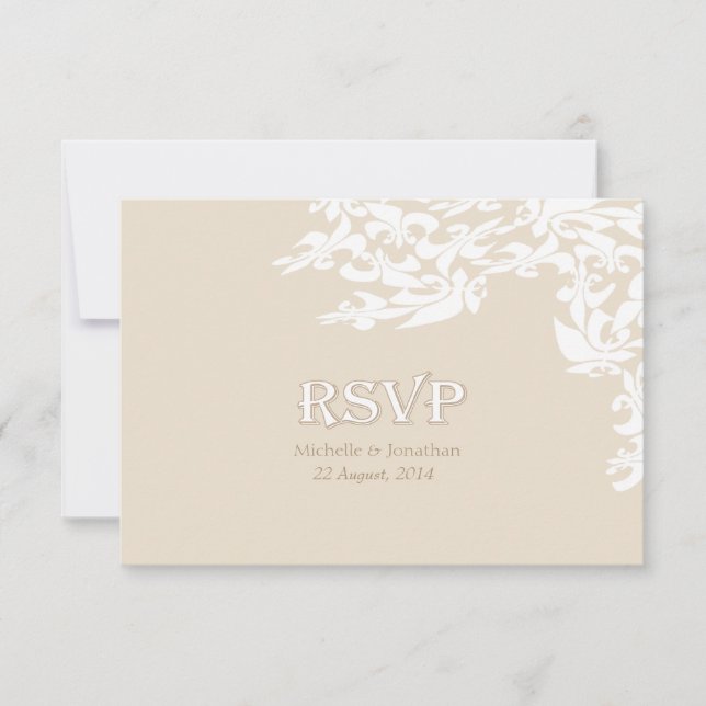 Modern Elegance Ecru Fleur de Lis RSVP (Frente)