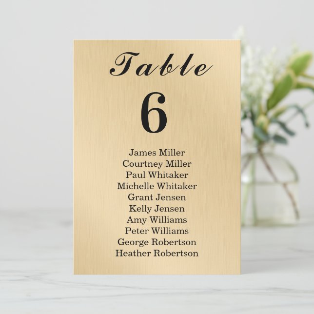 Modern Elegance Gold Table Number Seating Chart (Em pé/Frente)