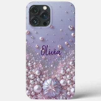 Modern elegant cute purple pearls Valentine’s Day