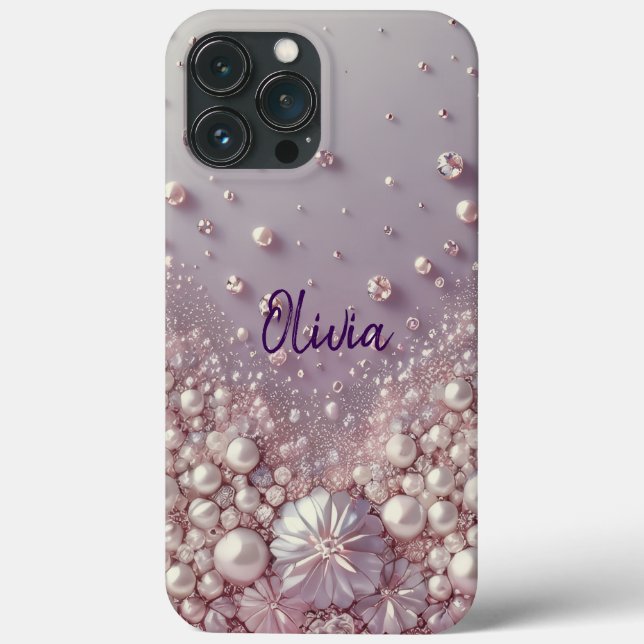 Modern elegant cute purple pearls Valentine’s Day (Verso)