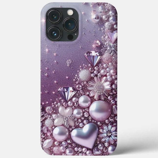 Modern elegant cute purple pearls Valentine’s Day (Verso)