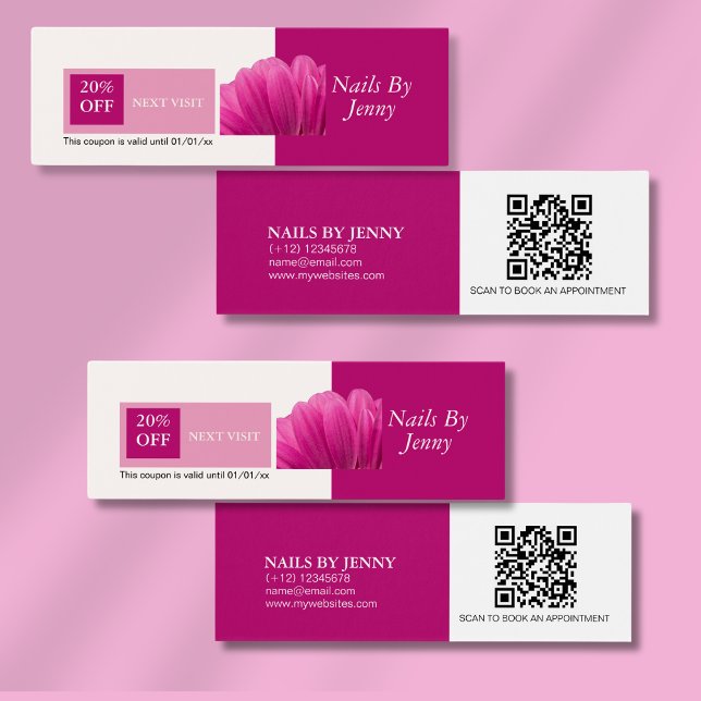 Modern Elegant Pink White Floral Nails Discount (Criador carregado)