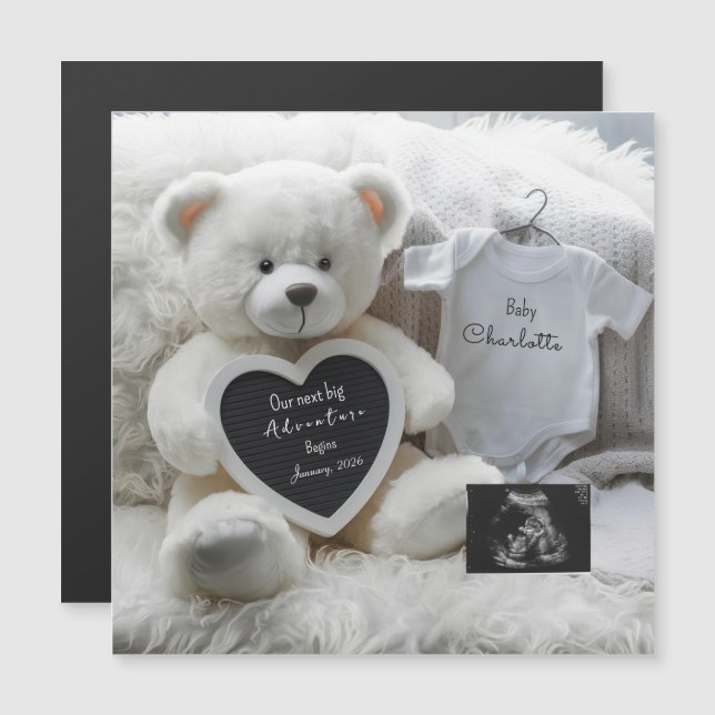 Modern Elegant Pregnancy Announcement Keepsake  (Frente/Verso)