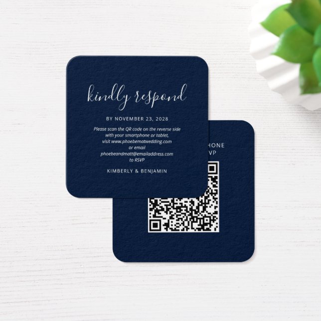 Modern Elegant QR Code Wedding RSVP Card (Mesa)