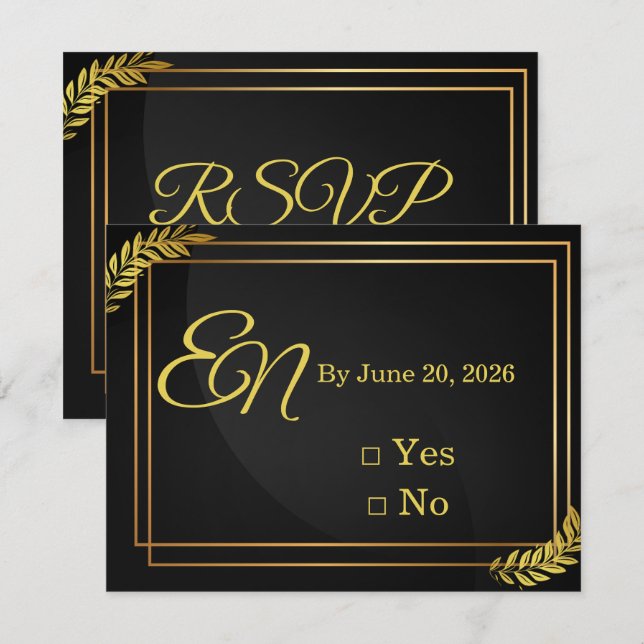 Modern Elegant Wedding RSVP Template | Edita (Frente/Verso)