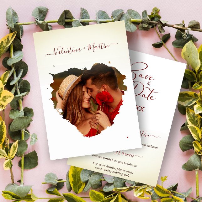 Modern Eternal Love Brustroke Photo Heart Wedding (Criador carregado)