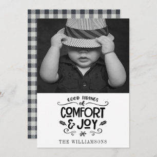 Modern Farmhouse Foto do Natal de Gingham Negro