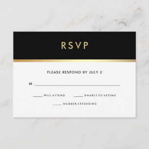 Modern Faux Dourado e Black Bat Mitzvah RSVP
