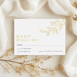 Modern Faux Gold Botanical Wedding RSVP Cards