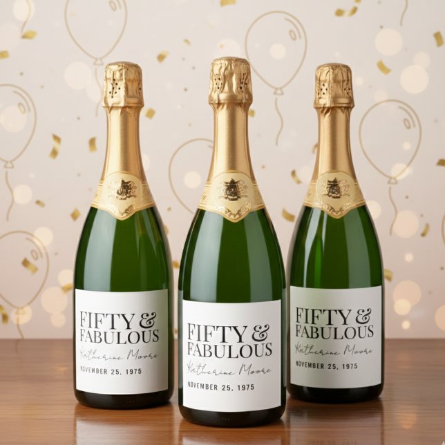 Modern Fifty and Fabulous Bold 50th Birthday (Criador carregado)