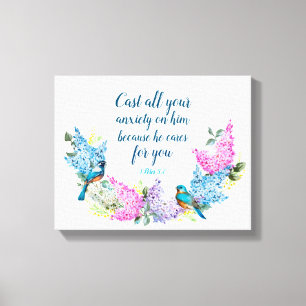 Modern Floral 1 Peter 5:7 Faux Canvas Impressão