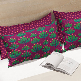Modern Floral Pattern in Pansy Purple and Green