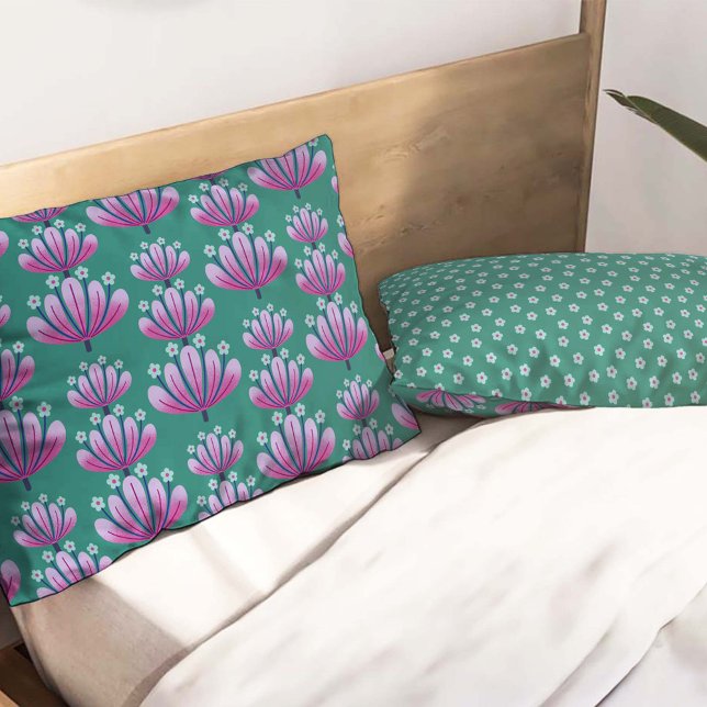 Modern Floral Pattern in Teal and Lavender (Criador carregado)
