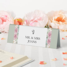 Modern floral wedding Table card
