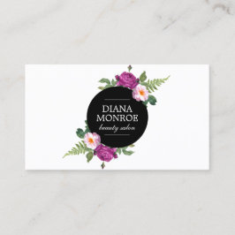 Modern Floral Wreath Salon Cartão de visita