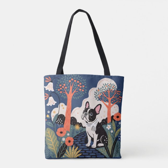 Modern French bulldog dog tote bag (Verso)