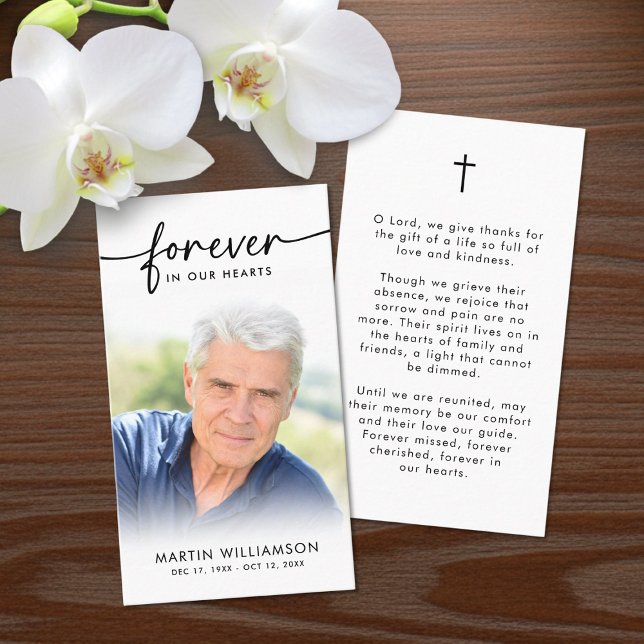 Modern Funeral Sympathy Photo Cross Prayer Card (Criador carregado)