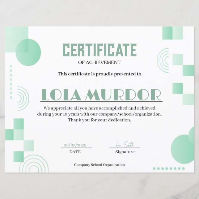 Modern Geometric Certificate of Achievement Minima (Frente)