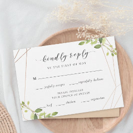 Modern Geométrico Greenerescência Casamento RSVP E