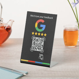 Modern Google Review QR Scan Black Stand